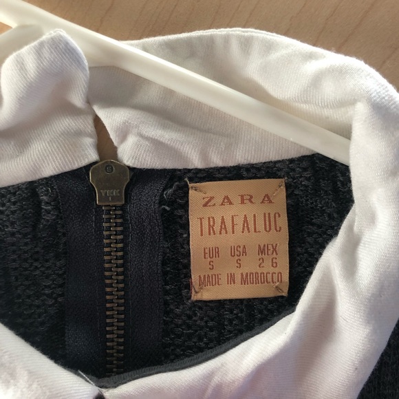 zara gray knit cable knit sweater with attached collar - Picture 8 of 8